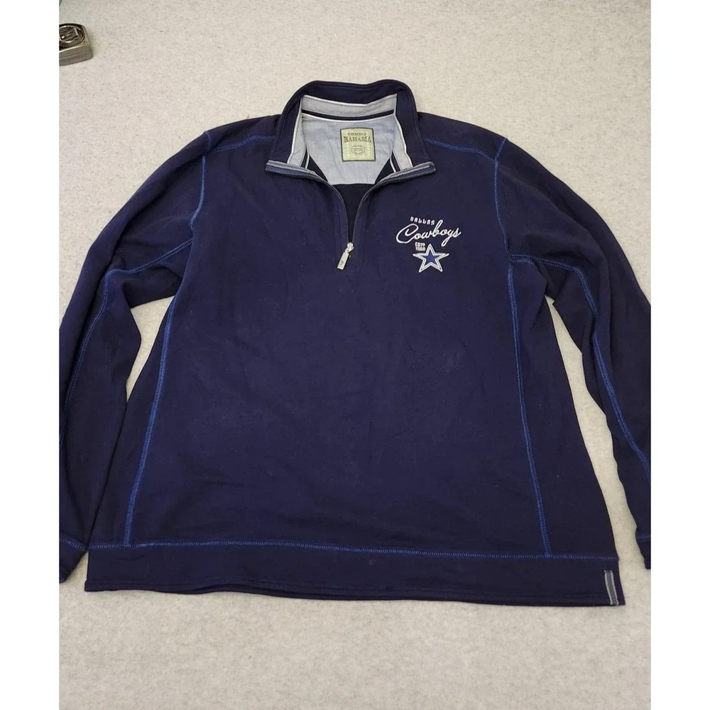 Dallas Cowboys Sweater Mens XL Blue NFL Football 1/4 Zip Pullover Long‎ Sleeve